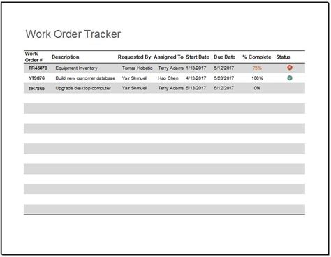 Excel Work Order Template