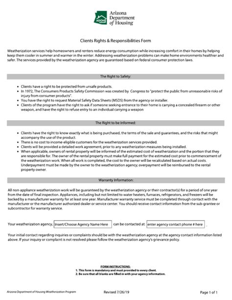 Arizona Clients Rights And Responsibilities Form Fill Out Sign Online And Download Pdf