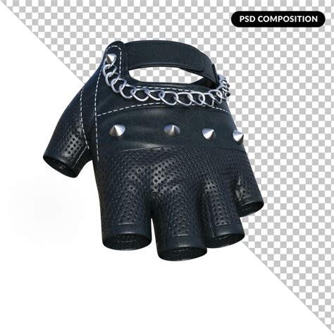 Premium Psd Gothic Leather Gloves Isolated 3d