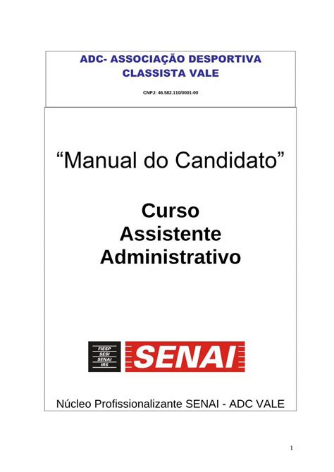 Pdf Manual Do Aluno Adc Senai Evt Curso Assist Admin Cajati