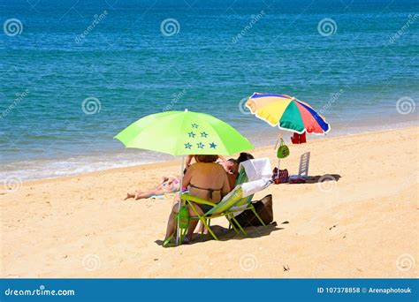 Tourists on Vilamoura Beach, Portugal. Editorial Stock Photo - Image of ...