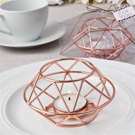 Rose Gold Geometric Wire Candle Holders Wedding Bridal Shower Party Table Decorations