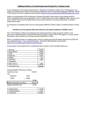 Fillable Online Ed Training Grants Indirect Cost Info And Example