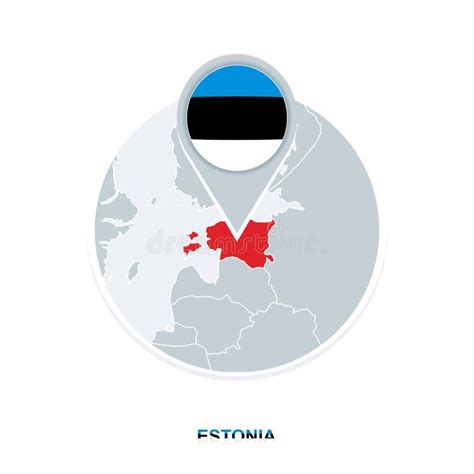 Estonia Map And Flag Vector Map Icon With Highlighted Estonia Stock