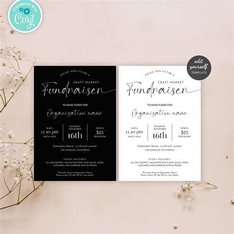 Charity Fundraiser Template Editable Business Event Invite - Etsy