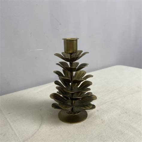 Large Golden Pine Cone Candle Holder Interiorwise French Vintage