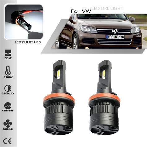 Pcs H Led Bulbs White Canbus Led High Beam With Drl For Vw