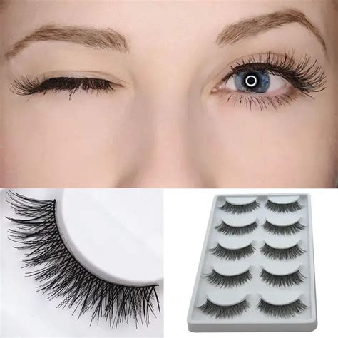 5 Pairs Cross Lengthen Cheap False Eyelashes Natural Looking Fake Lashes Eye Makeup -in False ...