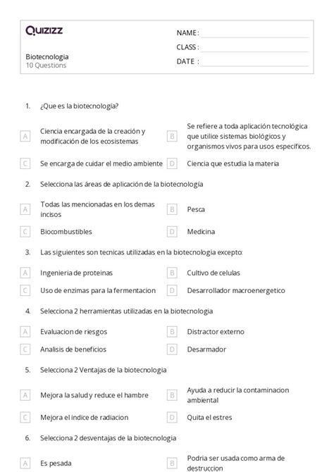 50 Ciencia De La Salud Hojas De Trabajo Para Grado 7 En Quizizz Gratis E Imprimible