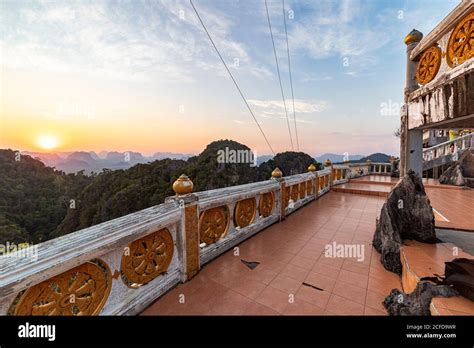 Plateau Of Tiger Cave Mountain At Sunset Tiger Cave Temple Krabi Town