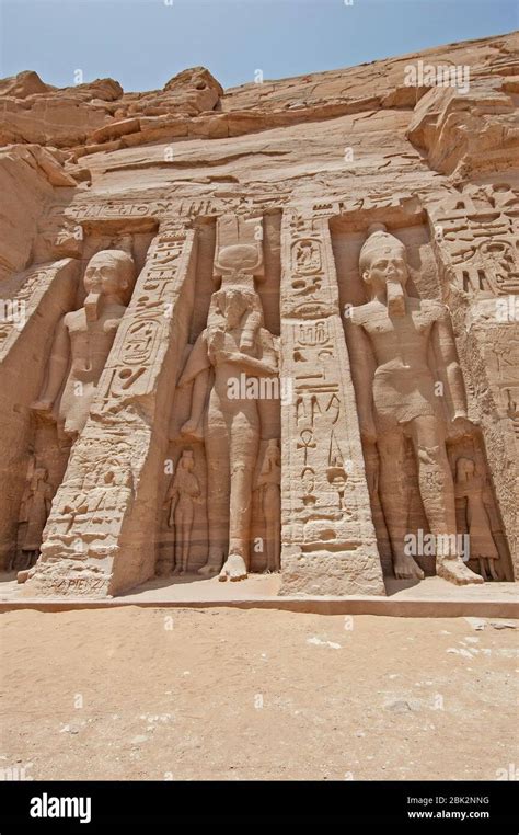 Ancient egyptian temple at Abu Simbel with giant statues of Ramses II ...