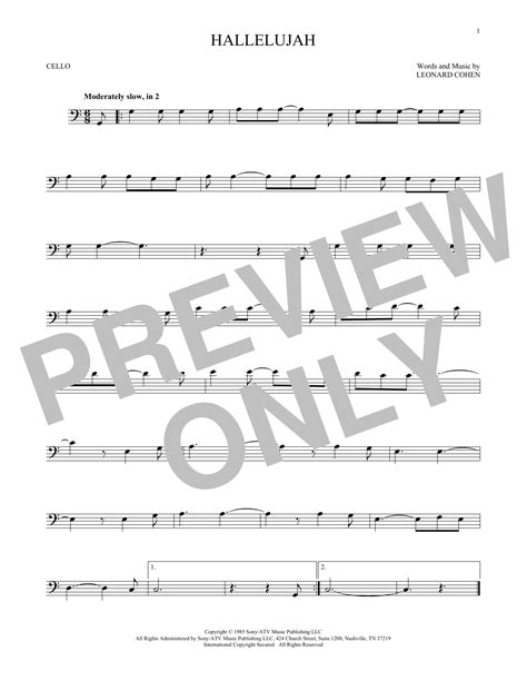 Hallelujah By Leonard Cohen Sheet Music For Cello Solo At Sheet Music