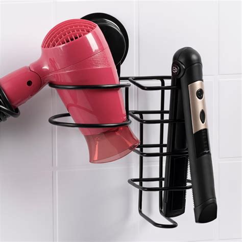 Navaris Hair Dryer And Flat Iron Holder Suction Cup Wall Mount Blow Dryer And