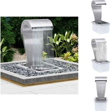 Brunnen Wasserf Lle Living Garten Wasserfall Silbern X X