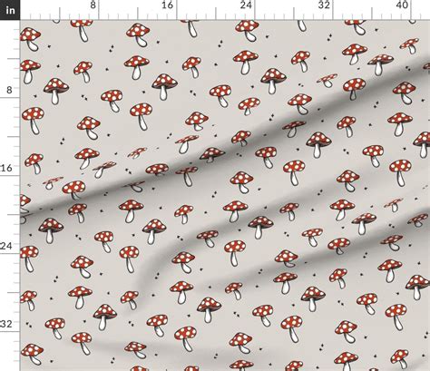 Red Mushroom Fabric Mushrooms By Taraput Woodland Mushroom Etsy