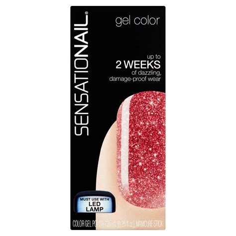 Sensationail Gel Nail Polish Red Rose Gold Glitter 025 Fl Oz