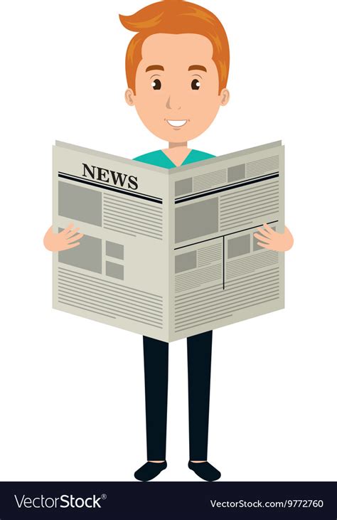 Man reading newspaper cartoon design Royalty Free Vector