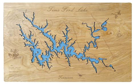 Tims Ford Lake Tennessee Laser Cut Wood Map Personal Handcrafted