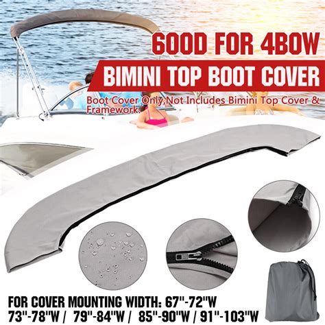 600d Bimini Top Boot Cover Storage Bag Sock Boat Shade Gray No Frame For 4 Bow Ebay