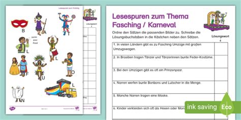 Lesespuren Zum Fasching Karneval I Sinnentnehmendes Lesen