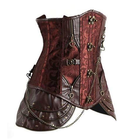 Underbust Steel Boned Steampunk Corset Brocade Waist Training Corset