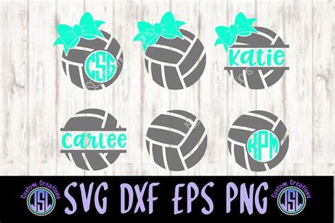 Volleyball Monogram Split Name Frame Svg Dxf Eps Png File