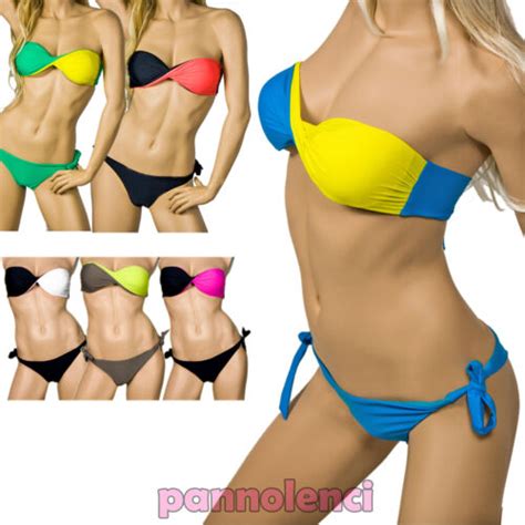 Bikini Costume Fascia Push Up Moda Mare Brasiliana Donna Laccetti B