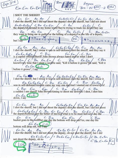 I Shot The Sheriff Bob Marley Guitar Chord Chart Capo Rd Fret