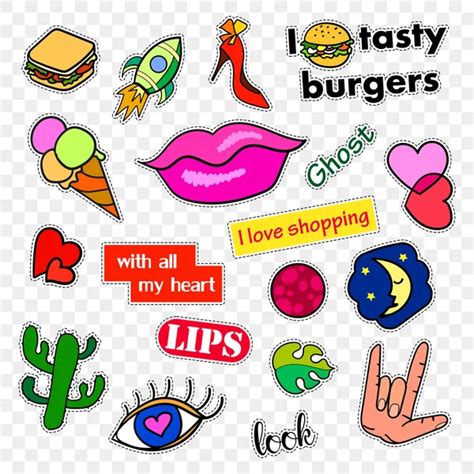 Fashion Patch Badges Pop Art Set Stickers Pins Patches And