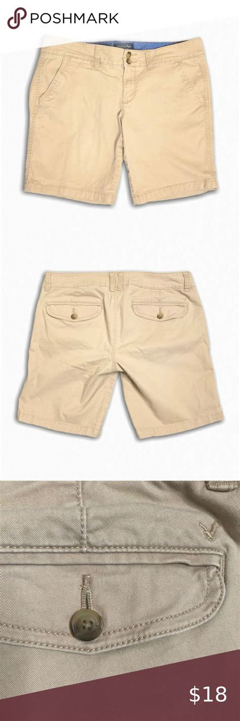 American Eagle Stretch Khaki Shorts Women SZ 6 Tan Womens Shorts