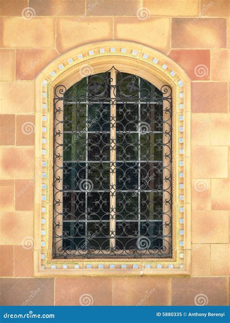 Ornate Window With Wrought Iron Bars Stock Image Image Of Detail