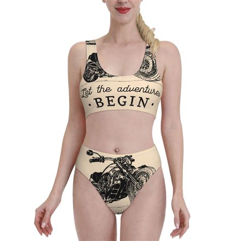 Fotbe Women S Let The Adventure Begin Print Bikini High Waisted