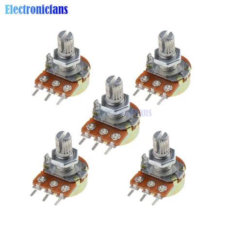 5Pcs WH148 B1K Linear Potentiometer 3Pin Shaft With Nuts And Washers