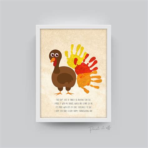 Turkey Handprint Art Thanksgiving Fall Autumn Poem Hands Etsy