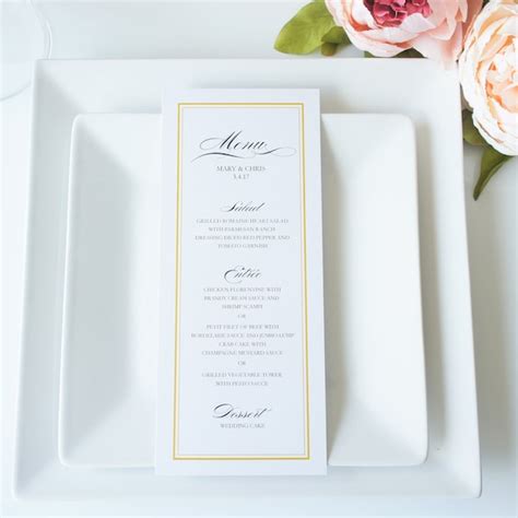 Formal Wedding Menu Etsy