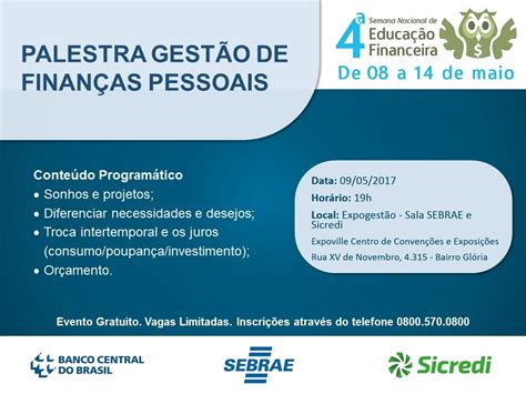 Sebrae Sc Promove Palestras Sobre Gest O De Finan As Pessoais Sebrae