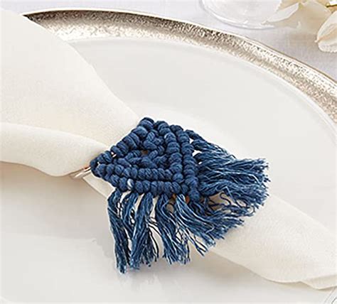 Fennco Styles Handmade Cotton Braided Tassel Napkin Rings Set Of 4