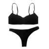 FREE SHIPPING Women Solid Bikini Set Push Up UnPadded Bra Swimsuit