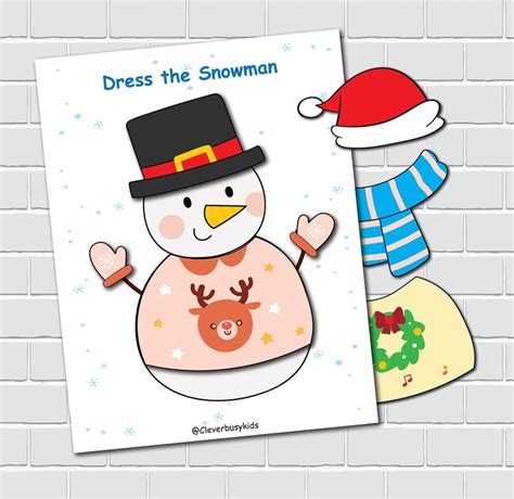 Snowman Dress up Printabe Activity. Preschool Printable - Etsy