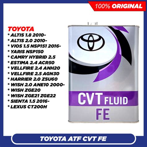 Original Toyota Atf Cvt Fe Auto Transmission Fluids L Toyota