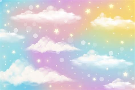 Fondo De Unicornio De Arco Iris De Fantas A Hologr Fica Con Nubes Y