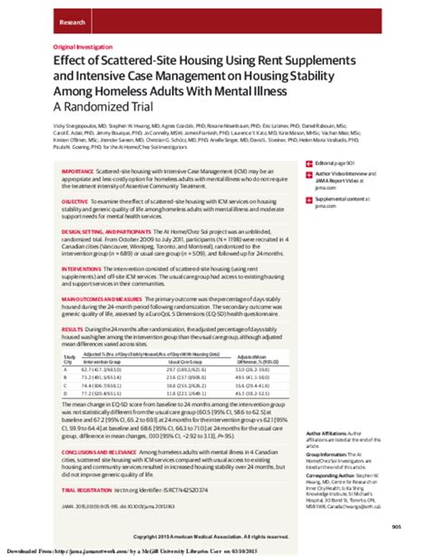 Pdf Effect Of Scattered Site Housing Using Rent Supplements And