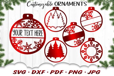 Customizable Christmas Ornament Svg Bundle Personalized Etsy