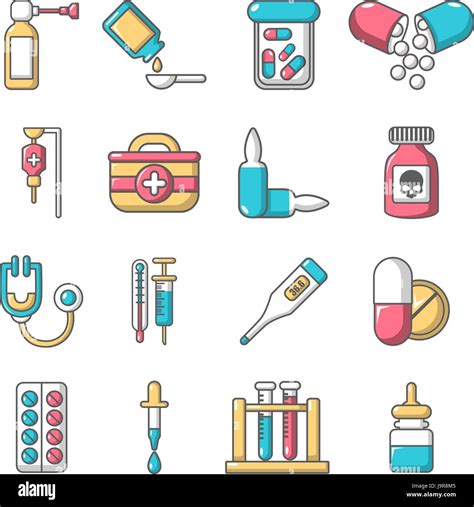 Medikament Medizin Icons Set Cartoon Stil Stock Vektorgrafik Alamy