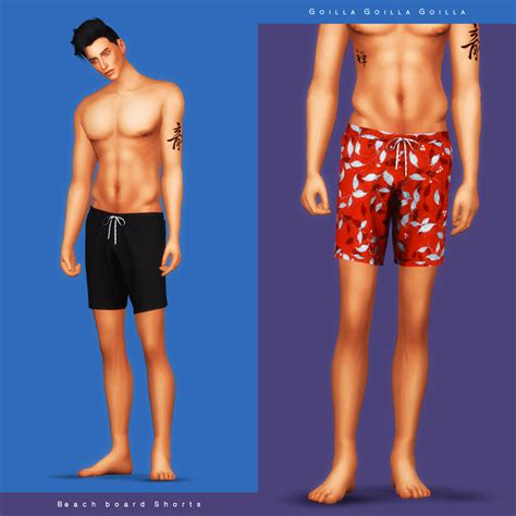 Beach Board Shorts Gorilla Gorilla Gorilla Sims 4 Clothing Sims 4 Male Clothes Sims 4 Men