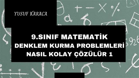 Sinif Matemat K Denklem Kurma Problemler Youtube