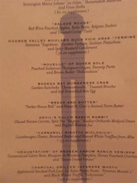 Menu At The French Laundry Restaurant Yountville