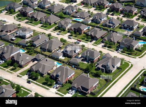 Aerial view of a suburban subdivision near Houston Texas Stock Photo ...