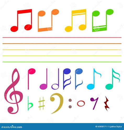 Sistema De Notas Musicales En El Color Ejemplo Stock De Ilustraci N