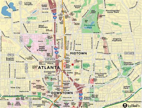 Midtown Atlanta map - Map of midtown Atlanta (United States of America)